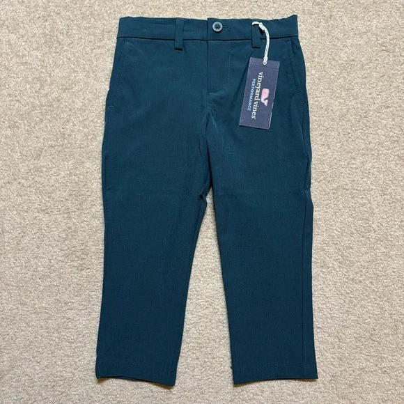 Vineyard Vines Pants Boys 4 Charleston Green Performance Breaker Chino Stretch - Picture 1 of 12